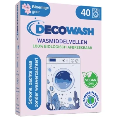 Afbeelding van Wasmiddel Vellen (tot 80 wasbeurten) Strips Ecologisch, Hypoallergeen, Bloemengeur, Biologisch Afbreekbaar, Vegan &amp; Zonder Plastic Voor Gevoelige Huid, Hand Machinewas