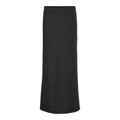 Afbeelding van VERO MODA VMKANVA Long NW Glitter Rok JRS, Zwart/Detail: zilver Lurex, L