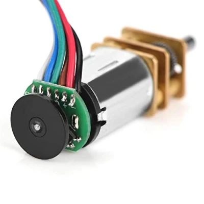 Afbeelding van transmissiemotor DC 6V 2W GBMQ GM12BY20 met magnetische gecodeerde disketten Hall coderer 6 V, 60 rpm.
