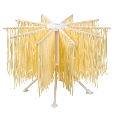 Afbeelding van Penelife pastadroger met 10 uittrekbare armen, opvouwbare pastastandaard voor het drogen van pasta, kunststof, om op te hangen 2 kg, wit