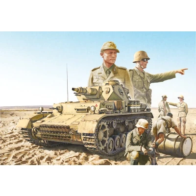 Afbeelding van 1:35 Italeri 6593 Pz.Kpfw.IV F1/F2/G With Afrika Korps Infantry Plastic Modelbouwpakket