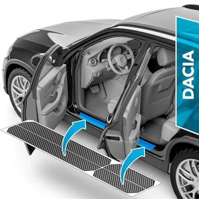 Afbeelding van uProtect Auto Instaplijstbescherming voor Dacia Jogger I 2022 2025 beschermfolie, autodeur, accessoires, sierlijsten, lakbeschermingsfolie, carbon zwart