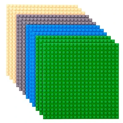 Afbeelding van Strictly Briks Klassieke bouwplaten 100% compatibel met alle grote merken bouwstenen dubbelzijdige stapelbare platen 12 goed passende blauw, groen, grijs en zandkleurig 16 x cm