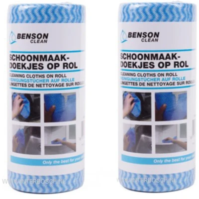 Afbeelding van Benson 100x Reinigingsdoekjes / schoonmaakdoekjes op rol Blauw Vaatdoekjes