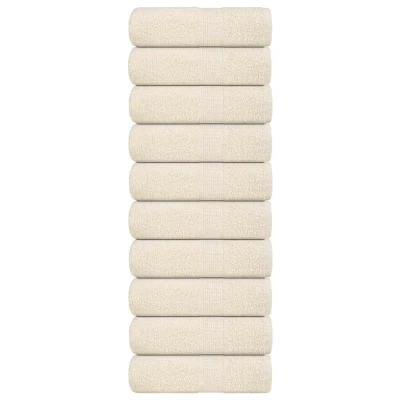 Afbeelding van vidaXL Gastendoekjes 10 st 30x50 cm 360 g/m² 100% katoen crèmekleurig