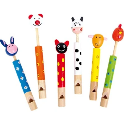 Afbeelding van small foot dierfluitjes van hout, set 6, feestartikel, toeter voor verjaardag, klein cadeautje vanaf 3 jaar, 7744