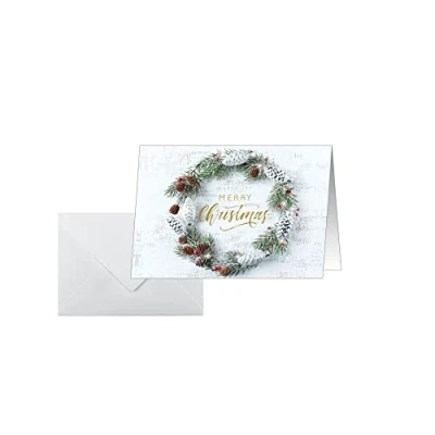 Afbeelding van Sigel DS089 Kerstkaartenset Christmas Wreath, A6 dwars, 25 kaarten met enveloppen