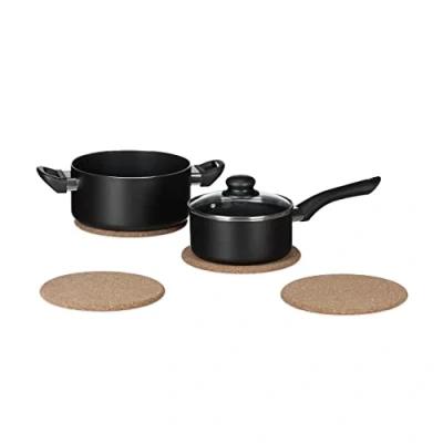 Afbeelding van Relaxdays onderzetter voor pannen kurk set van 4 stuks panonderzetter 19 cm naturel