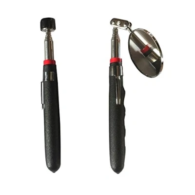 Afbeelding van Pick up 2 delige set telescopische gereedschapsset led magneet inspectiespiegel spiegel heffer (magneetlifter en spiegel)