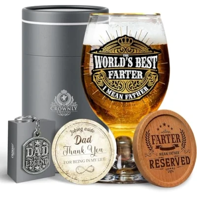 Afbeelding van CROWNLY CRYSTAL® Grappige Cadeaus Voor Papa Bierglazen Gepersonaliseerde Mannen Verjaardagscadeaus Die Niets Wil Geschenken Van Dochter Vader Verjaardag