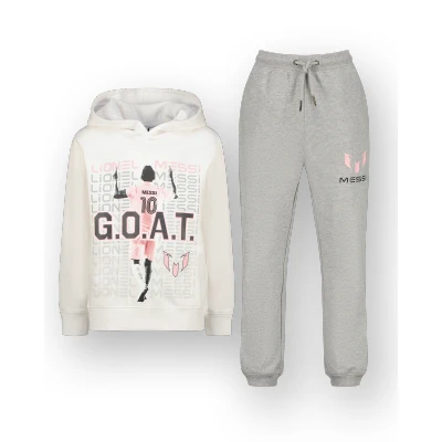 Afbeelding van Messi hoodie met joggingbroek wit/grijs melange
