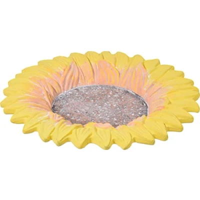 Afbeelding van dobar® 12980e Fiore Insectenbad, groot insectenbad van cement, vogelbad voor wilde vogels, waterbad zonnebloem tuin/terras/balkon, 30,5 x 4 cm, geel