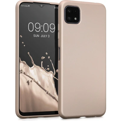 Afbeelding van kwmobile telefoonhoesje geschikt voor Samsung Galaxy A22 5G Hoesje smartphone Back cover in metallic goud