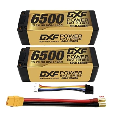 Afbeelding van DXF 140C 4S 6500mAh Lipo accu 15.2V HardCase HV Ultra LCG met 5,0 mm Bulletstekker Redline serie voor RC Car Truck Evader BX Truggy Buggy （2PCS）
