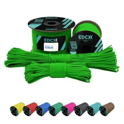 Afbeelding van EdcX 2 mm nylon paracord 275 (15, 30, 50 en 100 m) 100% touw, 3 strengen koord, in vele kleuren (neongroen, 15