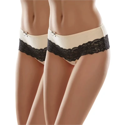 Afbeelding van Bellivalini Dames Slip Onderbroek Short Beige/zwart (2Pack) S MS GAB 96 Shorts 2P