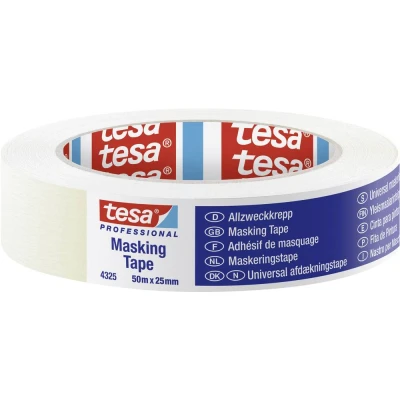 Afbeelding van Tesa 4325 Universele Papieren Maskeringstape Cremewit 30mm x 50m