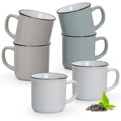 Afbeelding van Matches21 Kopjes Mokken coffeemugs Emaille Optische koffiekopjes 3 Stuks Set Sale Speciale Prijs Keramiek 9 cm/300 ml