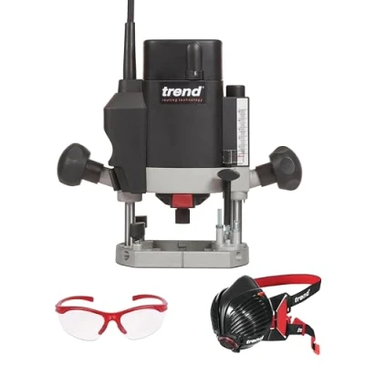 Afbeelding van Trend T5 Variabele Snelheidsfrees 8mm en Veiligheidsuitrusting, 1000W Bovenfrees 230V EU, Air Stealth Stofmasker &amp; Veiligheidsbril, T5/SAFE/SET/E