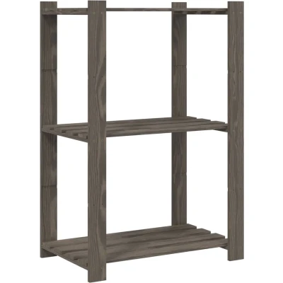 Afbeelding van Opbergrek 3 laags 60x38x90 cm massief grenenhout grijs