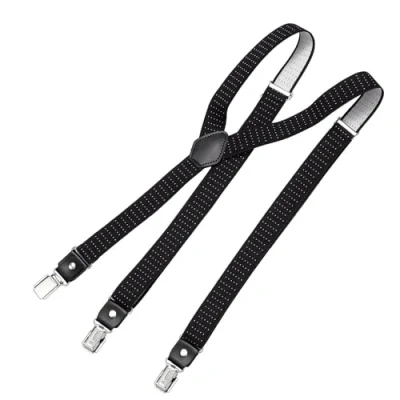 Afbeelding van DonDon smalle bretels 2,5 cm 3 Y vormige clips elastisch en in lengte verstelbaar verschillende uitvoeringen Gestippeld zwart wit