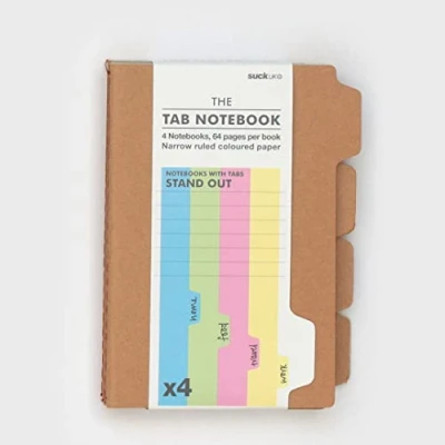 Afbeelding van Suck UK A6 notitieboek in de vorm van tabbladen Tab Notebook Set 4 Revisieplanner of takenlijst Schoolbenodigdheden en kantoorbenodigdheden Weekplanner schrijfblok