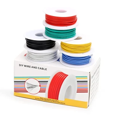 Afbeelding van Coomoors 18 AWG elektrische draadset, gauge, siliconen draad, vertind koperkabel, 6 kleuren, 4 meter per kabel, haakkendraad, flexibel en zacht, voor doe het zelf