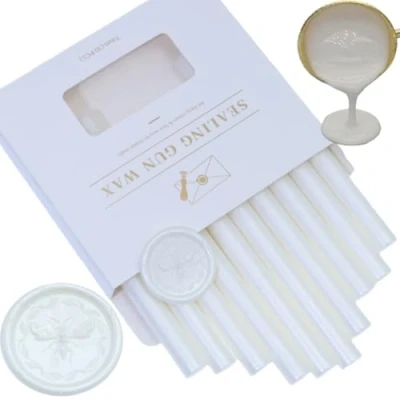 Afbeelding van Atobpp wax Seal Sticks, 10 stuks, lijmpistool, afdichting, waxsticks, voor was zegelstempels, letters, waxzegelsticks 0,43 inch sealsticks (parelwit)