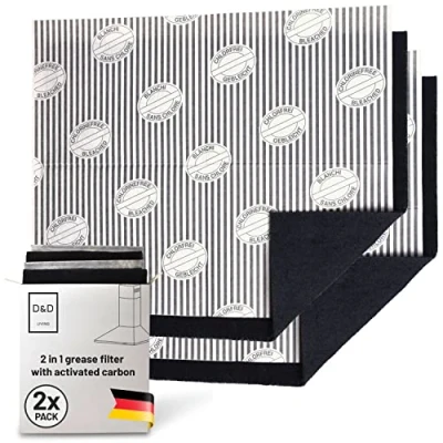 Afbeelding van D&amp;D Living® actieve koolstoffilter afzuigkap 2 stuks Vlak vetfilter + voor Snijbare koolfiltermat 57x47 cm