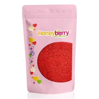 Afbeelding van Natuurlijke Eetbare Kleurrijke Strooisels 200g Cakedecoratie en Suikerstrooisels Perfect voor Bakken, Taarten, Cupcakes, Koekjes Desserts Geproduceerd in de EU (Rode Vermicelli)