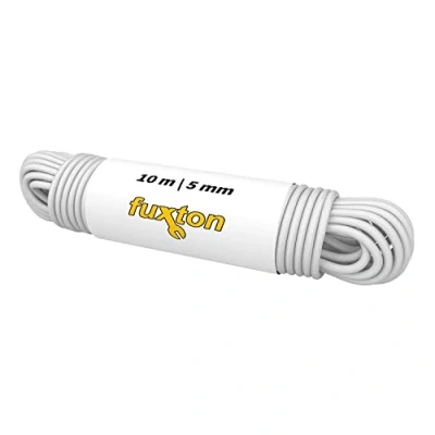 Afbeelding van fuxton rubberen touw, 5 mm, 10 m, wit, elastisch (expandertouw, elastiek, lijn, koord, dekzeil, spantouw, touwzeil)