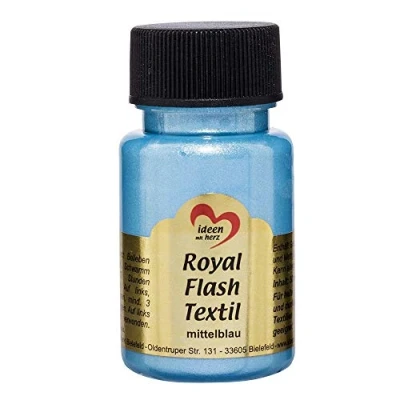 Afbeelding van Ideen mit Herz Royal Flash Textil, Textielverf, glitter metallic, zeer dekkend, romige textielverf op waterbasis, voor licht en donker textiel, 50 ml (middenblauw)