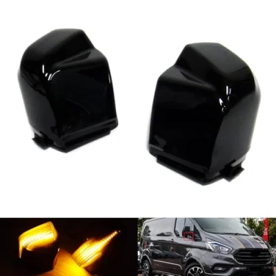 Afbeelding van RZG 2x Zwart Gerookte Lens Zijspiegel Indicator Amber LED Marker Repeater Licht Voor 2012 2023 Transit Custom Tourneo