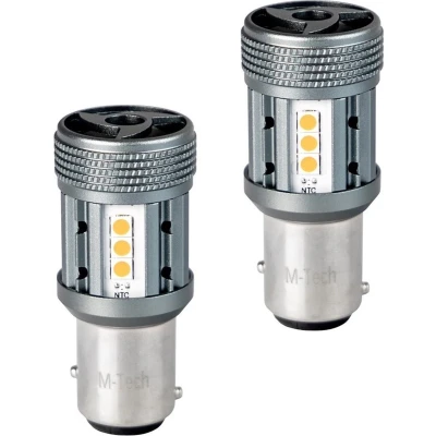 Afbeelding van BAY15d 1157 autolamp set 2 stuks rood P21/5W 7528 2x 12 SMD LED geforceerde koeling CANBUS 12V &amp; 24V DC