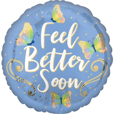Afbeelding van Amscan Ballon Feel Better Butterflies 43 Cm Folie Blauw