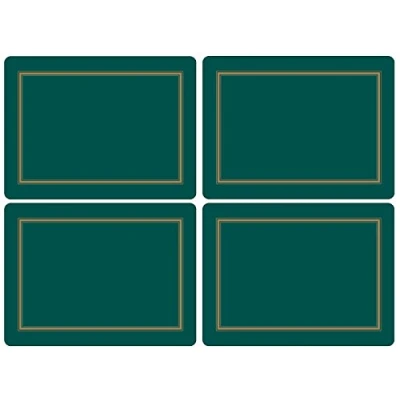 Afbeelding van Pimpernel MDF placemats van 40,1 x 29,8 cm met kurken achterkant, set 4 stuks, klassiek smaragdgroen