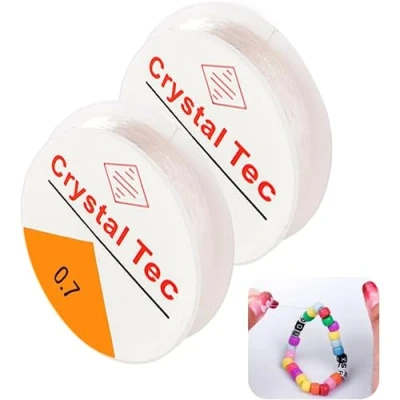 Afbeelding van 2 stuks spoel 0,7 mm elastisch sieradendraad, rubberen draad, kristal koord, knutselkoord, transparante voor doe het zelf, kralensieraden, armbanden knutselen