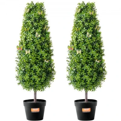 Afbeelding van VEVOR Set van 2 Kunstmatige Buxus Toren Vormsnoei PE Decoratief 91,4 cm