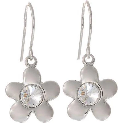 Afbeelding van Behave Oorhangers in bloemvorm met swarovski steen