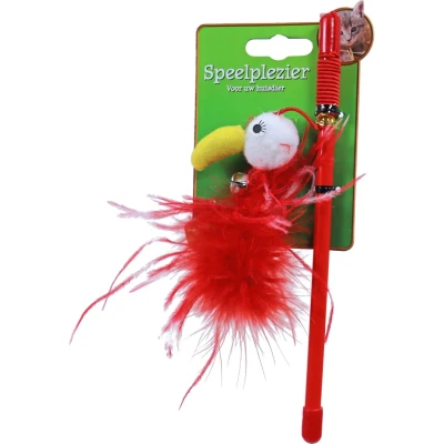 Afbeelding van Kattenspeelgoed hengel featherbird rood Gebr. de Boon