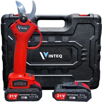 Afbeelding van Vinteq® Elektrische Snoeischaar Accu Bloemenschaar Tuinschaar Boomschaar Incl. Koffer 2 Accu&#039;s 30mm Rood
