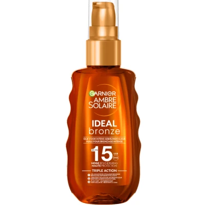 Afbeelding van 3x Garnier Ambre Solaire Ideal Bronze Beschermende Zonneolie SPF 15 150 ml