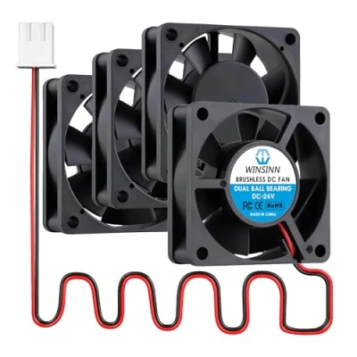 Afbeelding van WINSINN DC 60mm ventilator 24V 6020 dubbele kogellagers 24 volt borstelloze koeling 60 x 20 mm 2PIN (verpakking van 4)