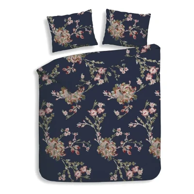 Afbeelding van Heckett Lane Dekbedovertrek Flanel Daisy donker blauw 240x200/220cm