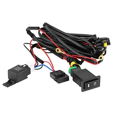 Afbeelding van Nikou kabelset mistlampen, schakelaar, 12 V universele auto LED aan/uit kabelboom achtermistlichtkit