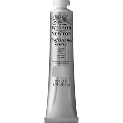 Afbeelding van Winsor &amp; Newton 2337617 Professionele acrylverf, hoge dekking, kunstenaarskwaliteit, lichtecht 200ml Tube, Silver