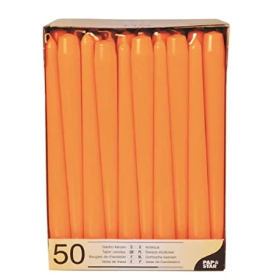 Afbeelding van PAPSTAR 50 kandelaarkaarsen Ø 2,2 cm 25 oranje