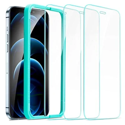 Afbeelding van ESR Screenprotector voor iPhone 12 Pro Max, gehard glas met eenvoudig te installeren frame, compatibel krasbestendig, hoesvriendelijk, 3 stuks