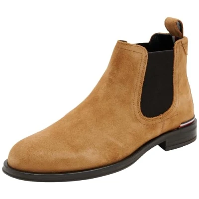 Afbeelding van Tommy Hilfiger Heren CORE RWB Suede Chelsea (FM0FM04757) enkellaarzen, bruin (Sahara), 10 UK, Bruine Sahara, 44 EU
