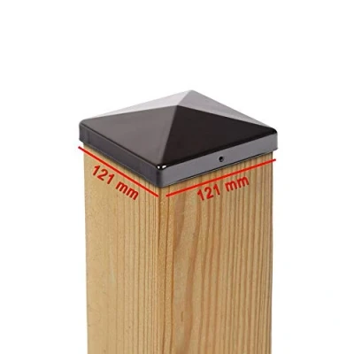 Afbeelding van 2 x paalkap piramide staal zwart gepoedercoat 121 mm